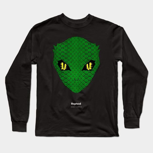 Reptoid Head Long Sleeve T-Shirt by AbductionWear